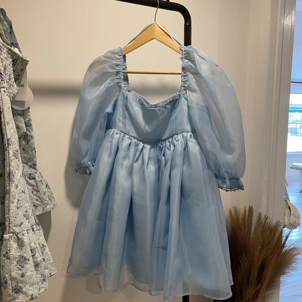 Tulle Puffy Babydoll Dress Blue - Picture 4 of 7